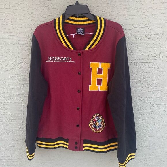 Harry Potter Hogwarts Varsity Jacket 2XL Unisex Multicolor Snap Closure - Picture 2 of 11